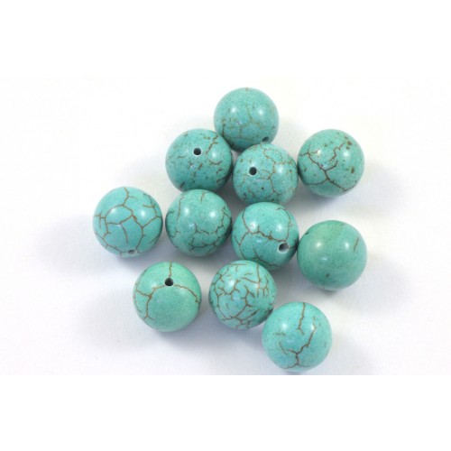 Round 10mm bead turquoise-green color magnesite 